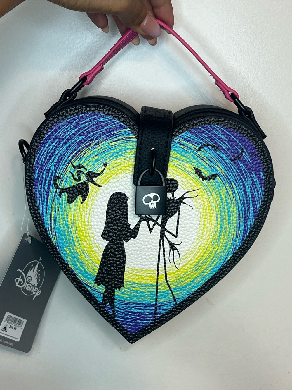 Disney Nightmare Before Christmas Heart Crossbody Bag in Pink and Multicolor